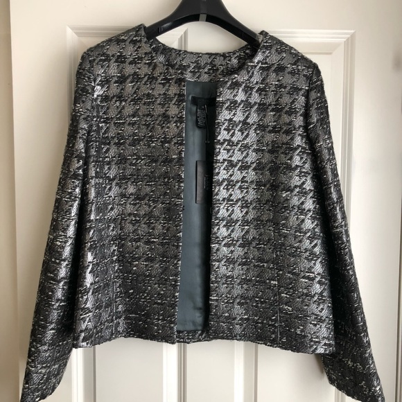 Metallic Open-front Cropped Blazer - Picture 1 of 4